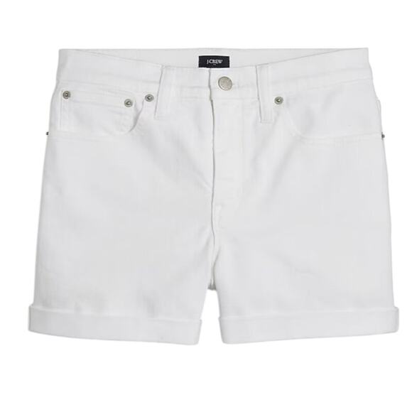 J. Crew Factory Women's Classic White Cuffed Denim Jean Shorts 29 New - Picture 1 of 10